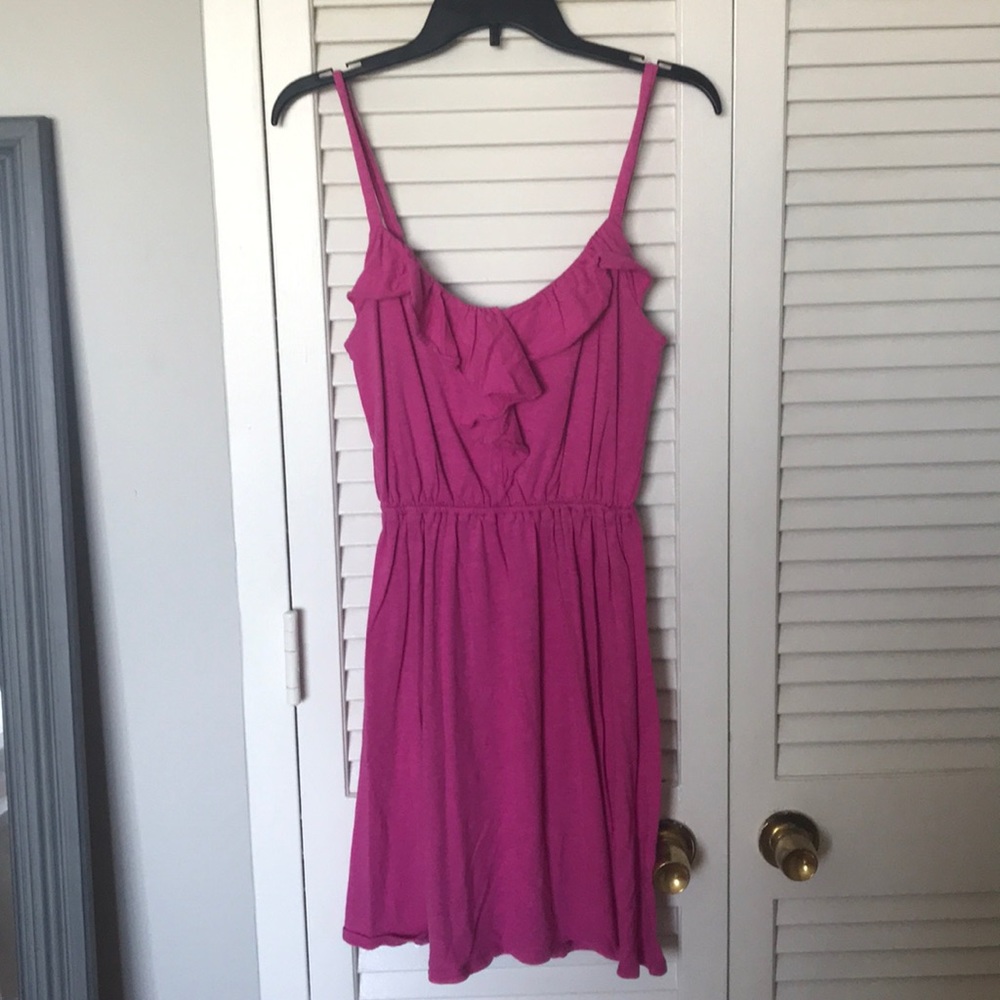 Pink cotton dress with cinched waist